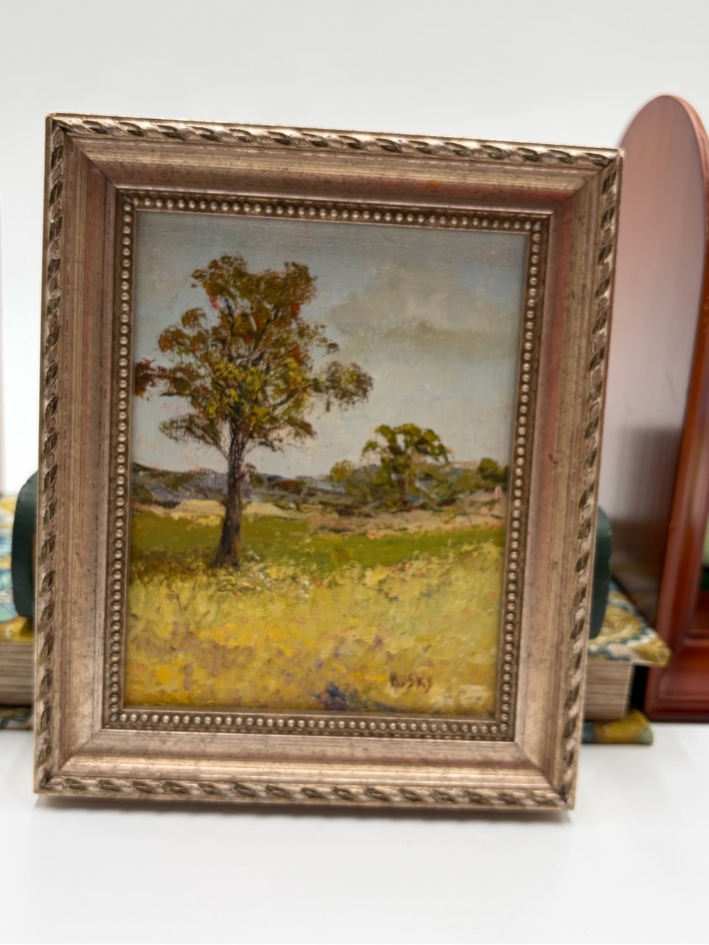 Framed Landscape Oil Painting in Antique Gold Frame